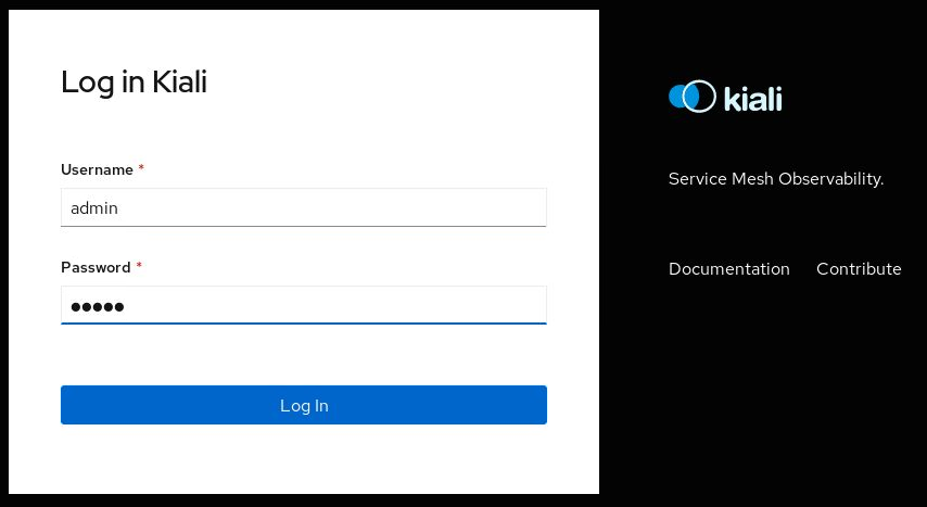 Kiali Dashboard Login